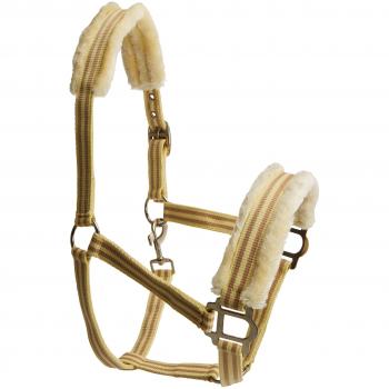 Cob‑Stil Kunststoffhalfter mit Kunstfell, Beige‑Braun, 28 cm