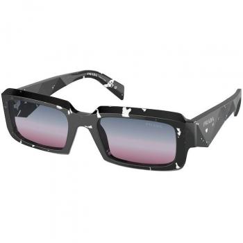 Prada Uomo PR 27ZS 15O60E Occhiali da sole Acetato Nero Blu Geometrica Normale Sfumato