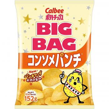 Calbee Snack-Bag – Kartoffelchips Consommé Punch, 152 g pro Beutel, 12 Stück