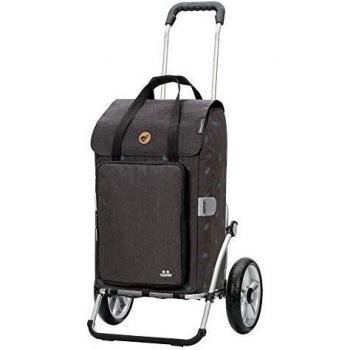 Chariot de courses Andersen Royal Aluminium Pliable avec Roue à roulement à billes Ø 25cm et 44 Litre Sacoche Ivar avec Poche Isotherme Anthracite