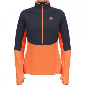 Odlo Descent Ceramiwarm Half Zip Damenjacke dunkelgrau/orange