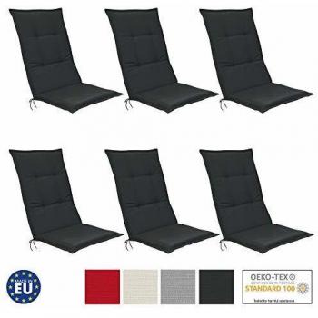 Set di Cuscini per Sdraio e Sedia da Giardino 6 Pezzi Imbottiti Grigio Grafite