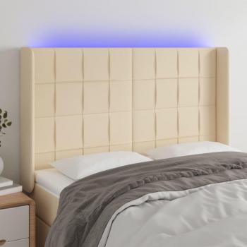 VidaXL Cabecero con LED de tela color crema 147x16x118/128 cm