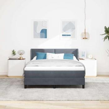 Lit vidaXL avec matelas gris foncé 160x200 cm en velours