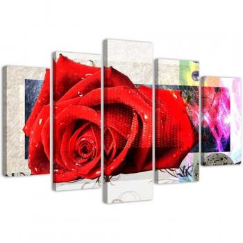 Quadro in cinque parti Rosa Pestriț 100x70