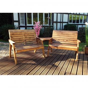 Brown Angled Twin Bench Set