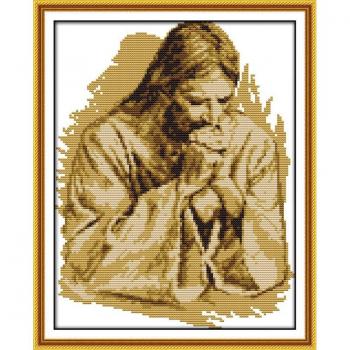 Kreuzstich-Bausatz Betender Jesus, DIY