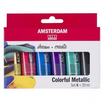 Amsterdam Acrylfarbe Bunt Metallic, 6 x 20 ml von ROYAL TALENS