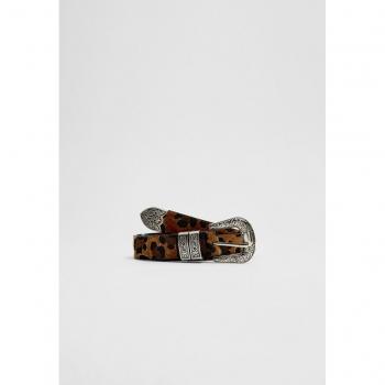 Stradivarius Black Leopard Print Belt 26