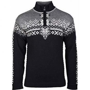 Dale of Norway Herren-Sweater 140. Jahrestag – Klassischer Troyer-Kragen – Schwarz – Größe S