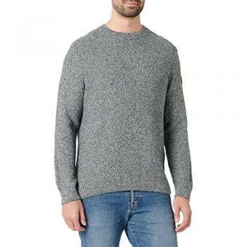 Rundhalspullover STREET ONE MEN Gr. S (48), anthrazit grau melange, 100% Baumwolle