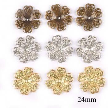 20pcs Vintage Flower Filigree Connectors