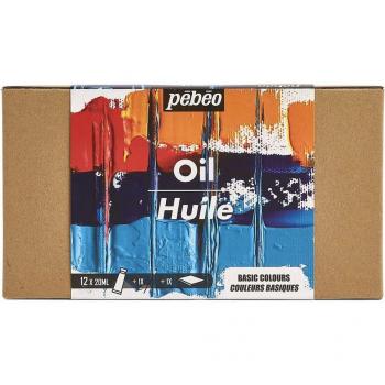 Pebéo Studio Huiles XL – Ensemble 12 tubes 20 ml (couleurs neutres) + accessoires