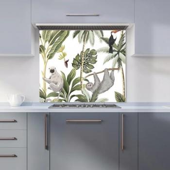 Designer Premium Tropical Sloths Heat Resistant Kitchen Wall Panel