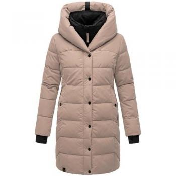 Navahoo Damen Steppmantel Knutschilein mit abnehmbarem Fleece-Kragen, grau, Größe M