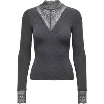 TILDE Hochgeschlossenes Spitze-Top für Frauen, M, Anthrazit