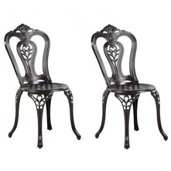 Conjunto de sillas de jardín vintage de metal marrón sin brazos