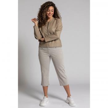 Pantaloni 3/4 Mony righe elasticizzati Donna Beige Taglia 66 Cotone