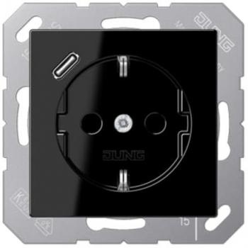 Jung SCHUKOsteckdose m.USB A1520-18CSW Typ C schwarz
