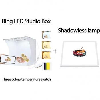Lámpara de fotografía PULUZ 20cm con kit de caja y fondos de colores