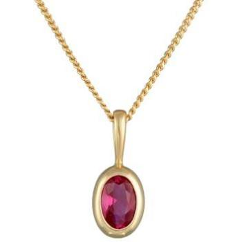 Elli Halskette Rubin synthetisch Solitär Klassik 375er Gold Unisize Damen