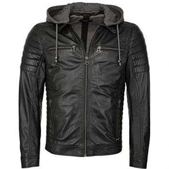 MAZE Herren Bikerlederjacke Schwarz 3XL