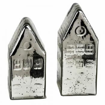 Lot de 2 maisons décoratives Langridge en argent vieilli