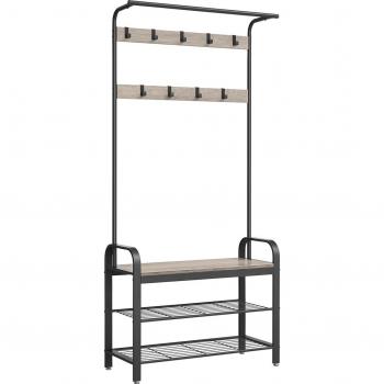 Perchero con Ganci Estraibili Marrone Rústico e Nero 33,7 x 84 x 183 cm
