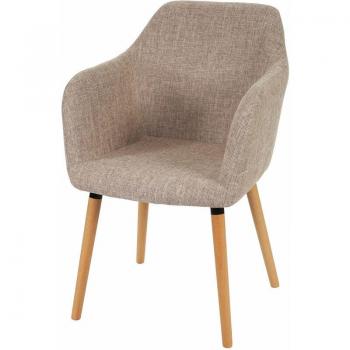 Küchenstuhl HHG Vaasa T381 – Retro Stil, helle Beine, creme/grau