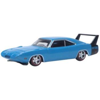 Oxford 1969 Dodge Charger Daytona Bright Blue Tail Stripe 1:87 Model Car