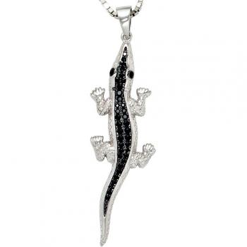 Sterling Silver Eidechse von JOBO – 925 g, rhodiniert, Zirkonia‑Details