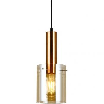 Luminaires Sardo Modern – Suspension en Laiton avec Abat‑jour Ambre