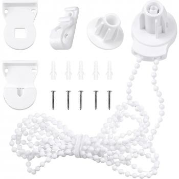 Soportes de persianas con cadena de cuentas, kit de accesorios en color blanco