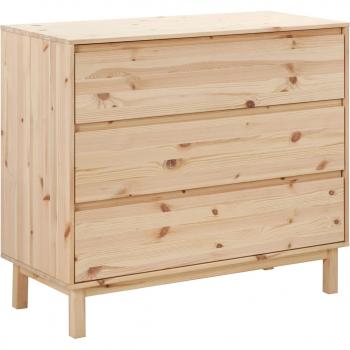 Commode en bois clair 3 tiroirs en pin massif