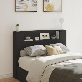 Stylish Black LED Headboard Cabinet 140x16.5x103.5 cm