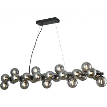 Lámpara colgante moderna Naelen, negro/gris, 125 cm, cristal, G9