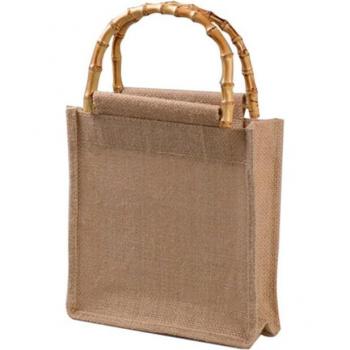 Jute Handbag with Bamboo Loop Handles