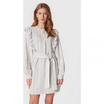 Tommy Hilfiger Regular Fit Hemdkleid mit kurzen Ärmeln und Streifen WW0WW37587 Weiß