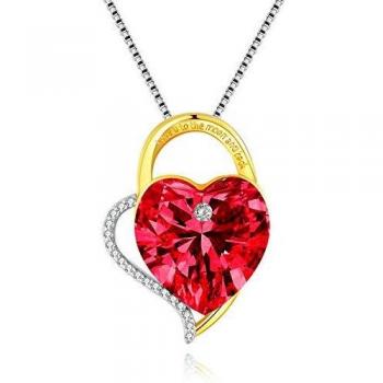Collier Femme Cadeau Argent 925 Pendentif Coeur avec Cristal Swarovski