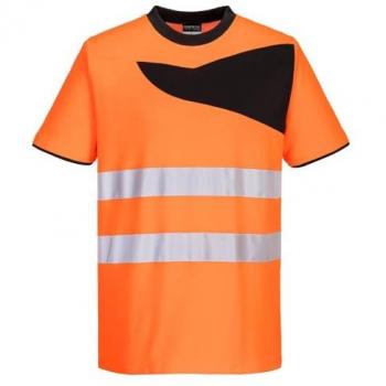 T‑shirt Portwest PW2 Slim Fit Haute Visibilité Anti‑UV Noir Orange 4XL