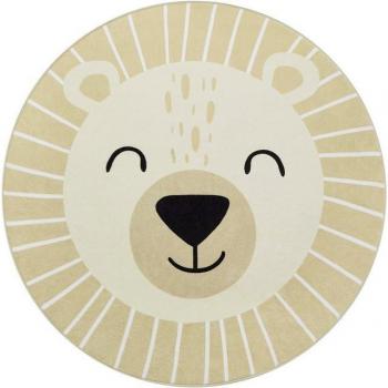 Coussinage Rond Bébé Lion-Ours – 160 cm, couleur beige, lavable