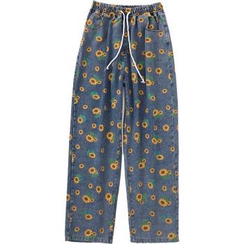 Jean décontracté homme été marguerites denim