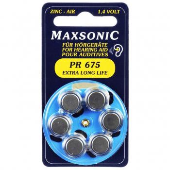 Hörgeräte-Batterien Maxsonic PR675, 6er Set