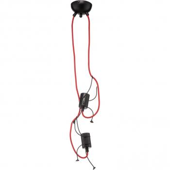 Sospensione Bobi 2, 2 luci, cavo rosso, colore nero