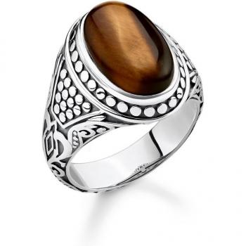 Thomas Sabo Silver Signet Ring with Brown Tiger's Eye