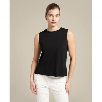 Jersey sin mangas con canalé en la parte inferior