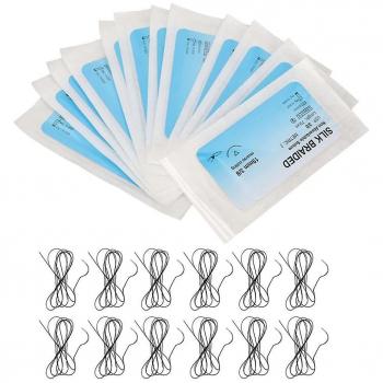 Pack sutures vétérinaires 12 fils de soie CurvedNeedle