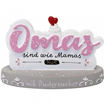 Happy Life 46123 Fotoaufsteller „Omas sind wie Mamas“ – Geschenkset Grau/Rosa