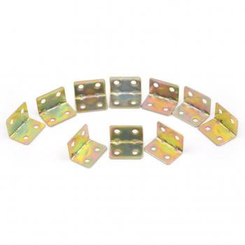 10 Pcs Brass Tone 4 Hole Shelf Bracket, Right Angle Support 29x20x4mm