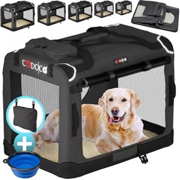 Cage de transport pliable XXL anthracite pour chiens et chats 90x60x66cm
